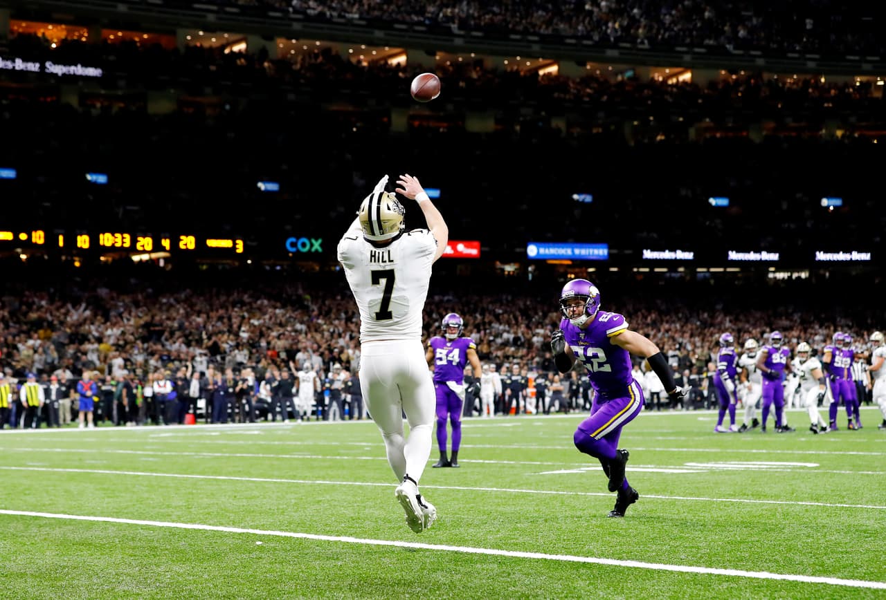 Minnesota saca el partido con una atrapada de Kyle Rudolph en tiempo extra y derrotan 26-20 a New Orleans Saints.