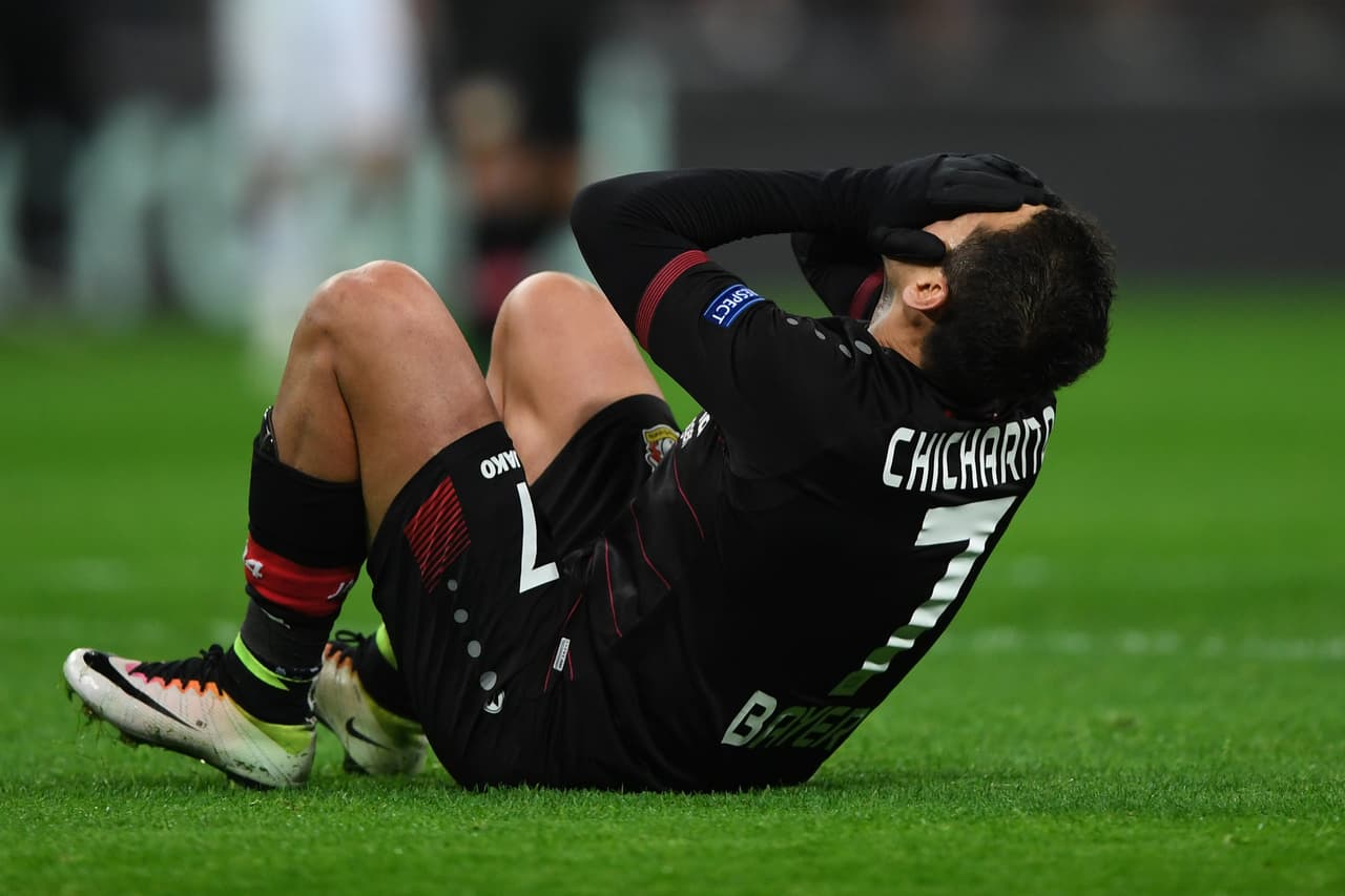 LONDON, ENGLAND - NOVEMBER 02: Javier Hernandez of Bayer Leverkusen reacts during the UEFA Champions League Group E match between Tottenham Hotspur FC and Bayer 04 Leverkusen at Wembley Stadium on November 2, 2016 in London, England. (Photo by Shaun Botterill/Getty Images)