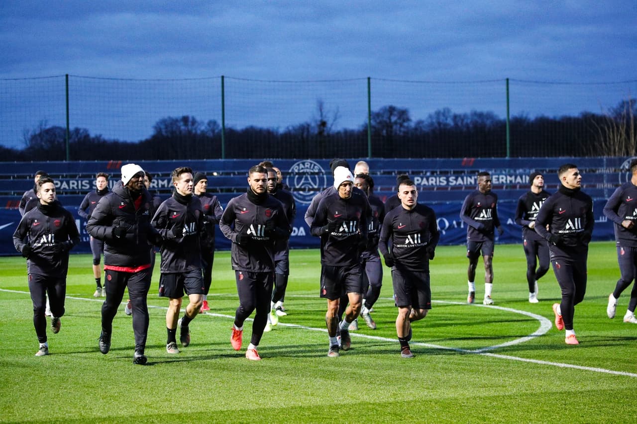 El entrenamiento del PSG.