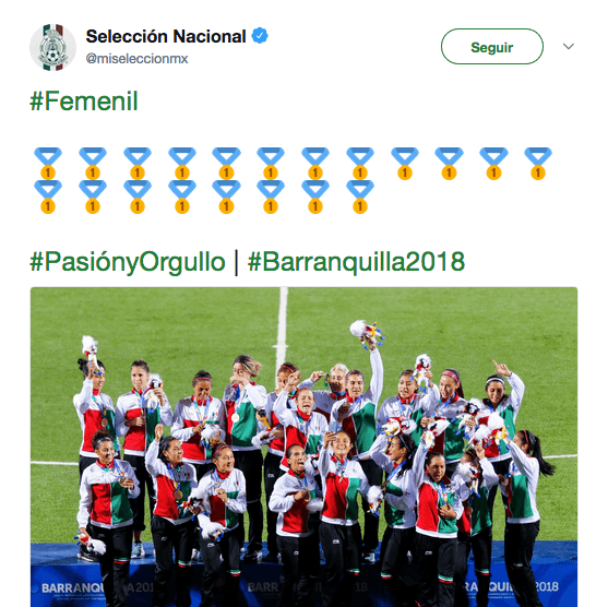Desde su cuenta, la Selección Nacional de México envió una felicitación a las campeonas.