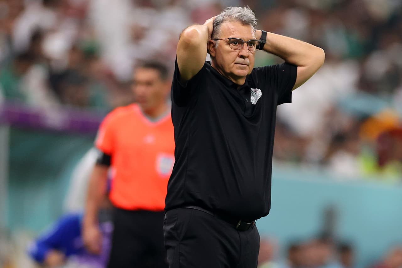LUSAIL CITY, QATAR - NOVEMBER 30: Gerardo Martino, Head Coach of Mexico, reacts during the FIFA World Cup Qatar 2022 Group C match between Saudi Arabia and Mexico at Lusail Stadium on November 30, 2022 in Lusail City, Qatar. (Photo by Michael Steele/Getty Images)