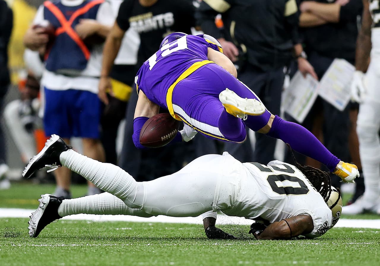 Minnesota saca el partido con una atrapada de Kyle Rudolph en tiempo extra y derrotan 26-20 a New Orleans Saints.