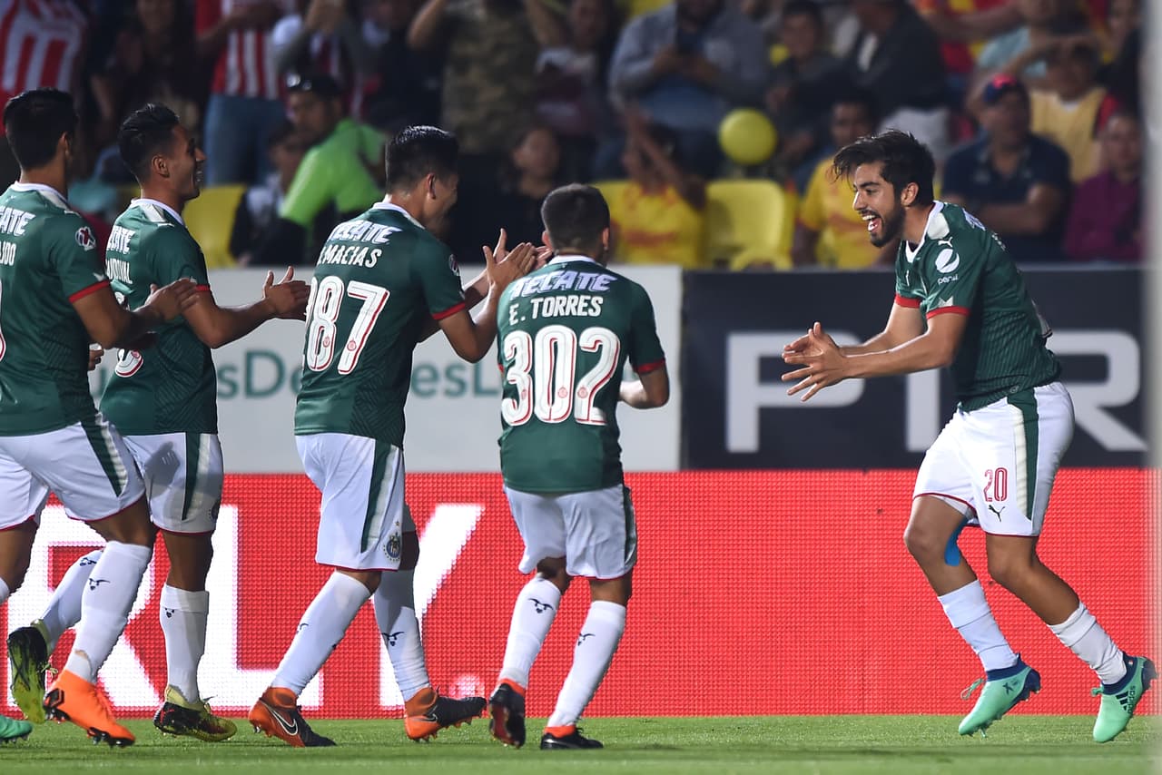 Action photo during the match Morelia vs Guadalajara corresponding to the week 13 of Liga Bancomer BBVA Closing Tournament 2018 at Morelos Stadium. Foto de accion durante el partido Morelia vs Guadalajara correspondiente a la jornada 13 de la Liga Bancomer BBVA Torneo Clausura 2018 en el Estadio Morelos. En la Foto: Rodolfo pizarro FESTEJA 30/03/18/MEXSPORT/Isaac Ortiz