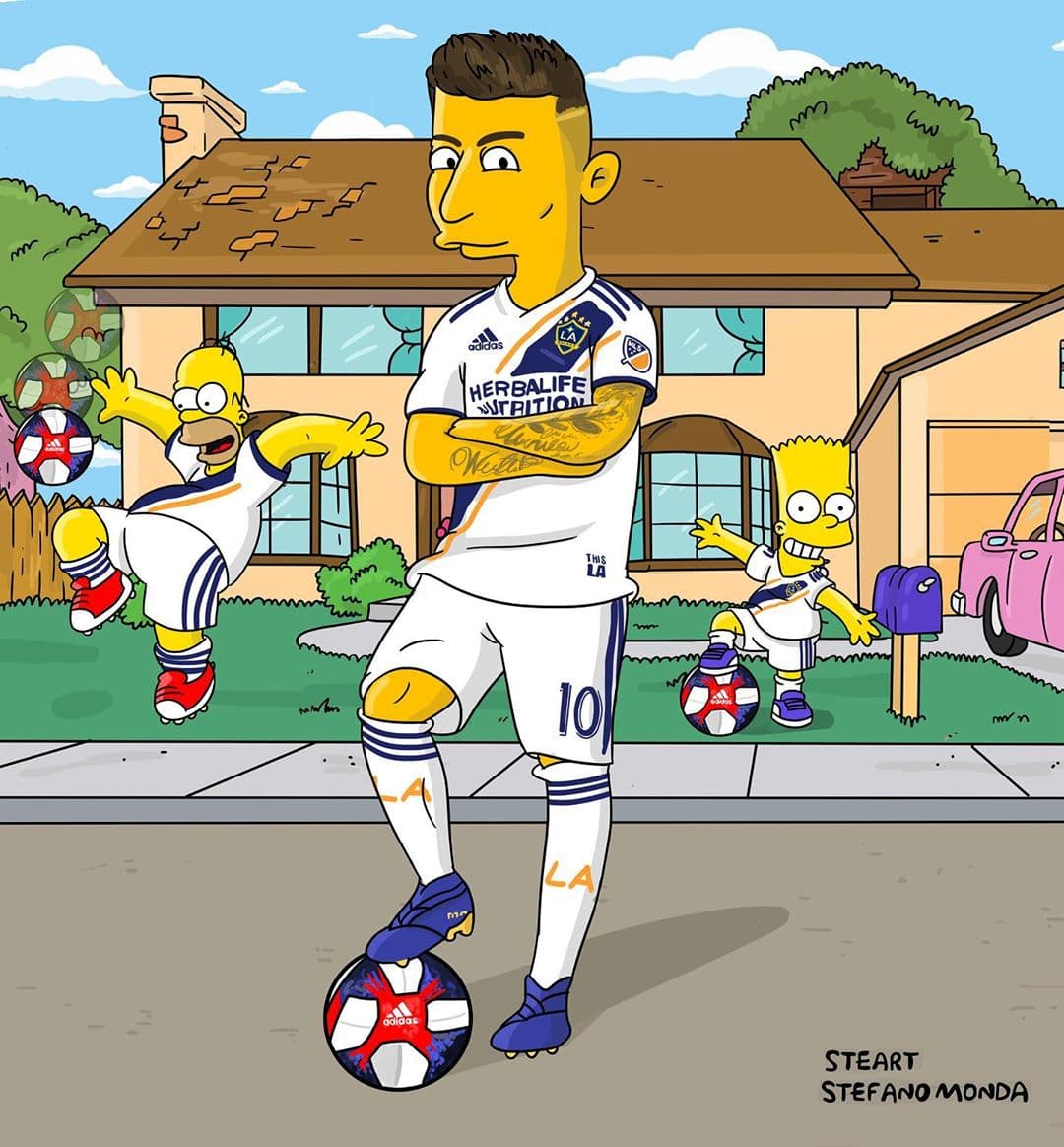 Así luciría la Cristian Pavón 'simpsonizado' por Stefano Monda, el artista italiano.