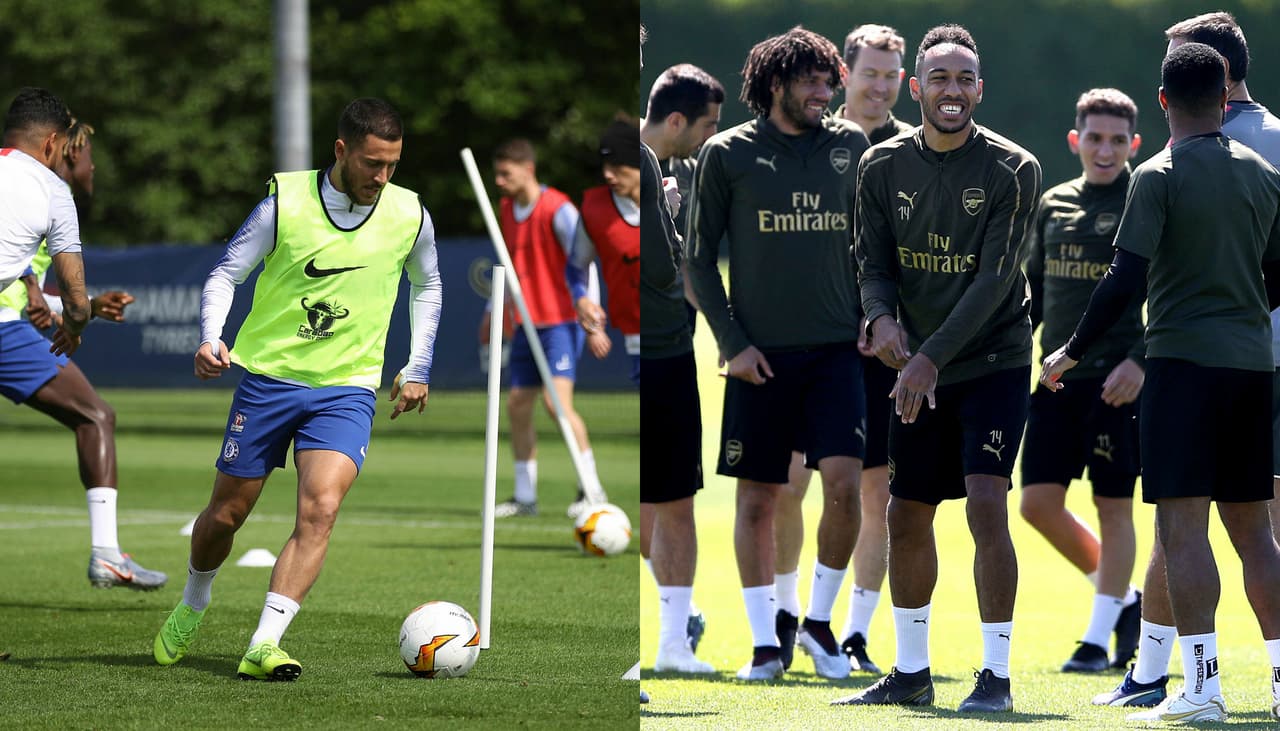 Chelsea y Arsenal entrenan para la Final de Europa League el miércoles 29 de mayo, en posiciones distintas pero con un reto similar: un título para no irse en blanco y un cupo a Champions League.