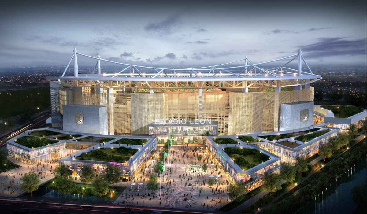 Las empresas involucradas en este impactante proyecto son HKS que ha diseñado otros inmuebles deportivos en México como el Territorio Santos Modelo en Torreón
<b>.</b>