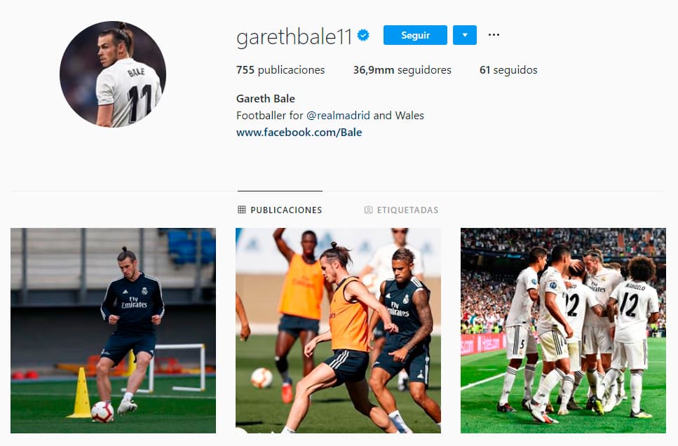 En cuanto a Instagram, el quinto de la lista es Gareth Bale con cerca de 37 millones de seguidores.