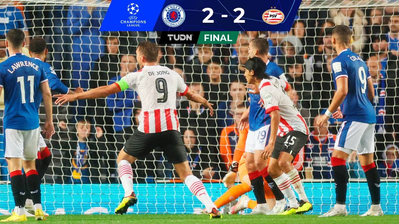 Con el Guti, PSV rescata empate ante Rangers en ida del Playoff