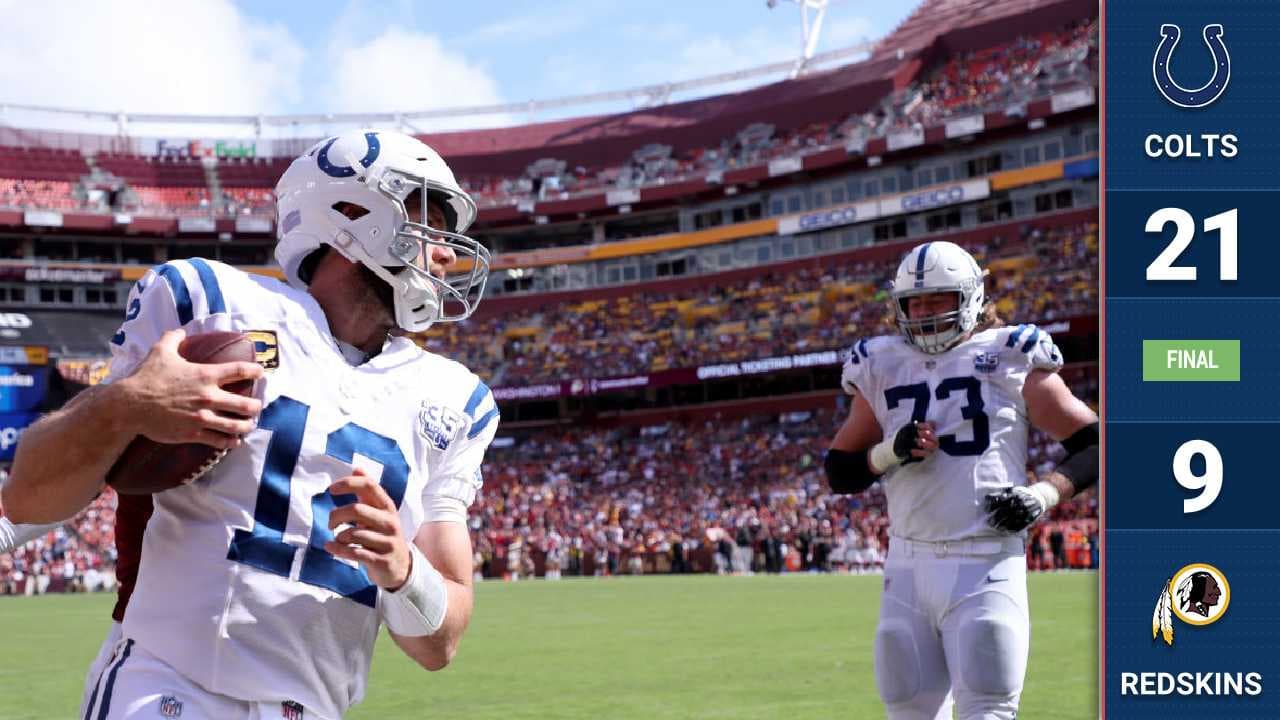 Andrew Luck obtuvo su primer triunfo en más de un año aunque no tuvo una actuación brillante, sino la defensiva de los Colts que solo limitó a goles de campo a los Redskins.