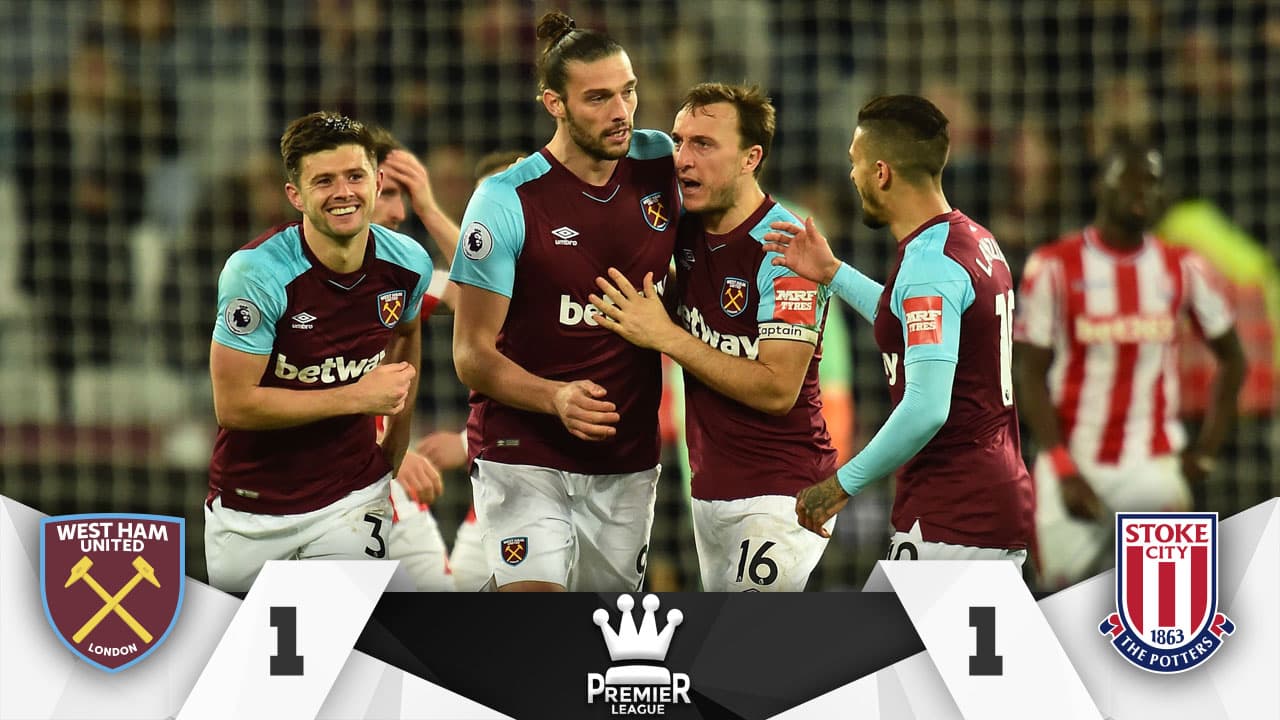 West Ham rescata el empate ante el Stoke City de la mano de Carroll