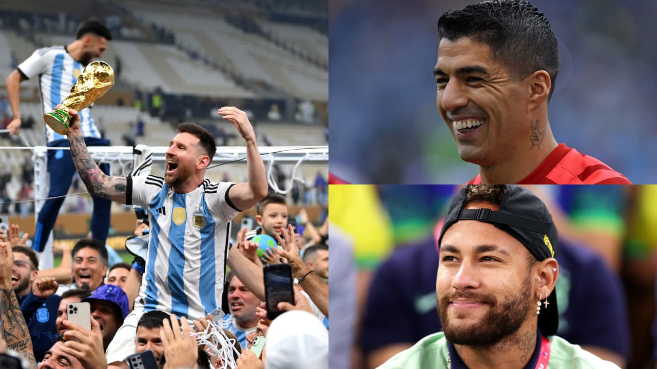 Amistad es amigo: Luis Suárez y Neymar felicitan a Lionel Messi