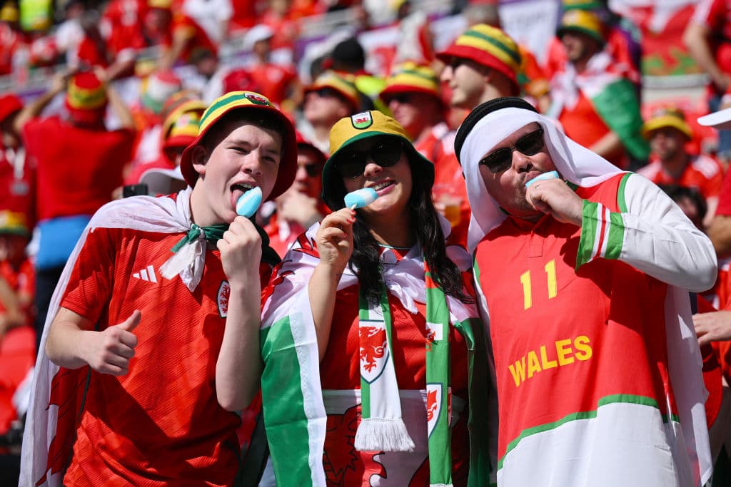 Los aficionados de Gales se hicieron presentes en el Ahmad Bin Ali Stadium.
