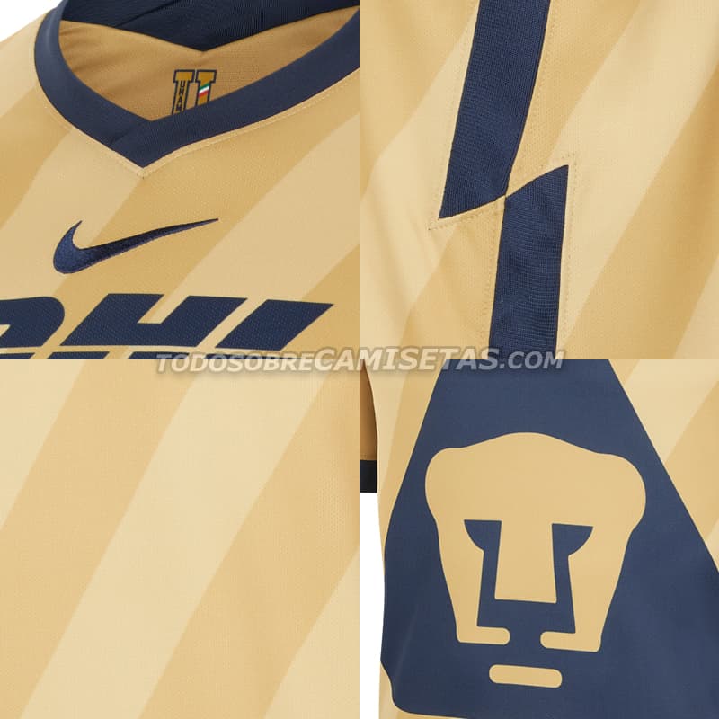 Los felinos decidieron poner dos tonalidades de dorado, cosa que hace que la playera luzca muy elegante.