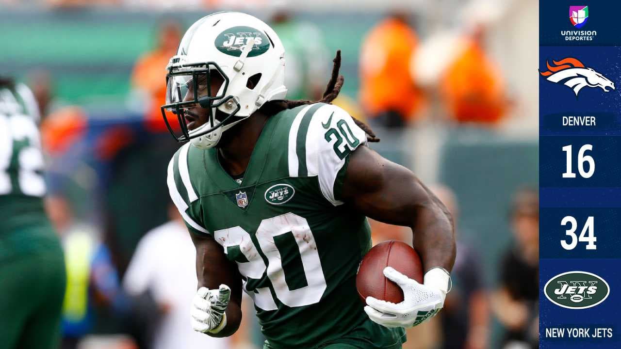 Isaiah Crowell destruyó a los Broncos de Denver y a su defensa al correr para 219 yardas y un touchdown, mientras el novato Sam Darnold completó tres pases de anotación en el triunfo de los Jets.