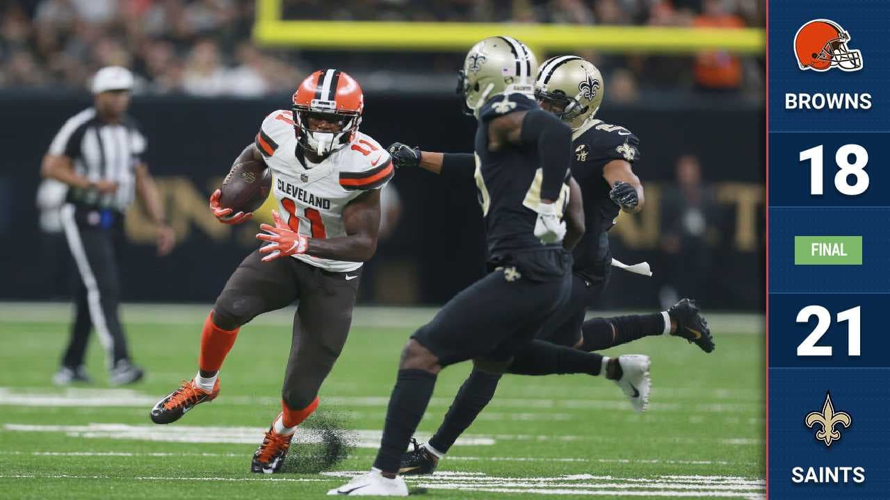 Dos puntos extra y un gol de campo fallados al final por Zane González, le echaron a perder la oportunidad de Cleveland de vencer a New Orleans a domicilio. Drew Brees tuvo dos pases de touchdown.