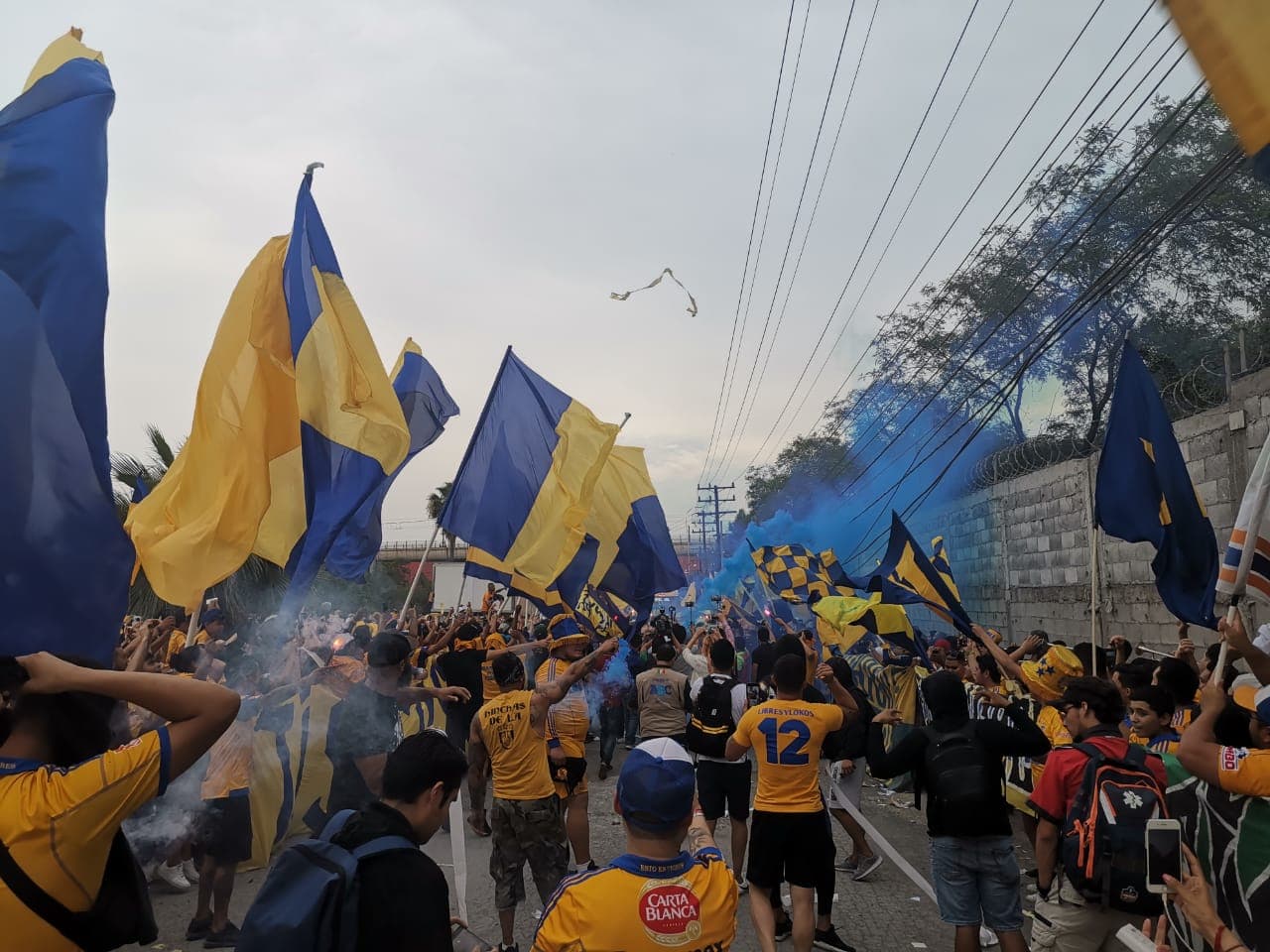 Fantástico ambiente el que crearon los fieles aficionados de los Tigres ante la llegada de su amado equipo a los alrededores del Estadio Universitario. ¡Miren qué colorido!