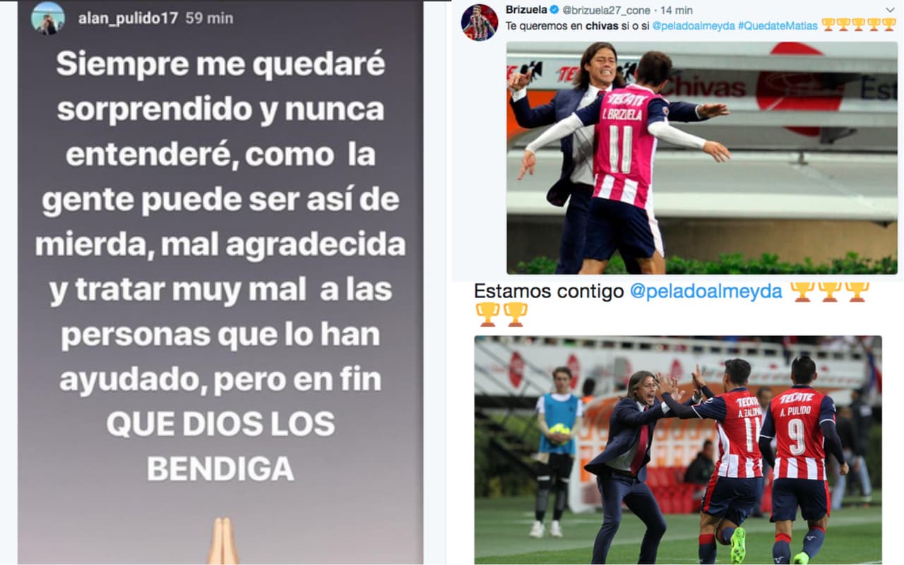 Ante la posible salida de Matías Almeyda de Chivas de Guadalajara, varios jugadores se expresaron en las redes sociales y le mostraron su respaldo al estratega argentino.