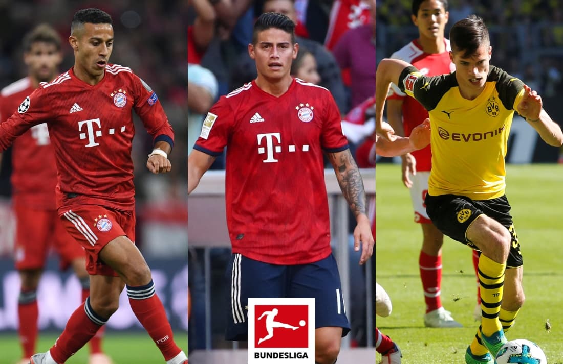 <b>Mediocampo: </b>Thiago Alcántara (Bayern Múnich), James Rodríguez (Bayern Múnich), Julian Weigl (Borussia Dortmund).