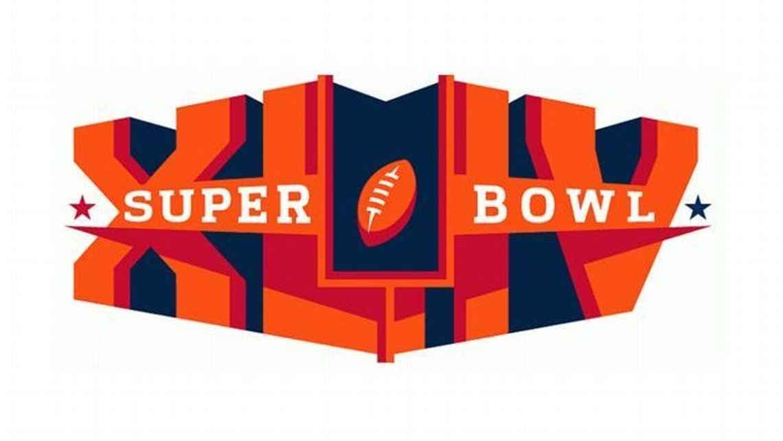 Super Bowl XLIV - Como ya hemos visto, los motivos de futbol americano son extraños en los logos del duelo final. Y en este conviven dos, el balón y un poste del gol de campo. El color naranja, también lo ha hecho legendario.
