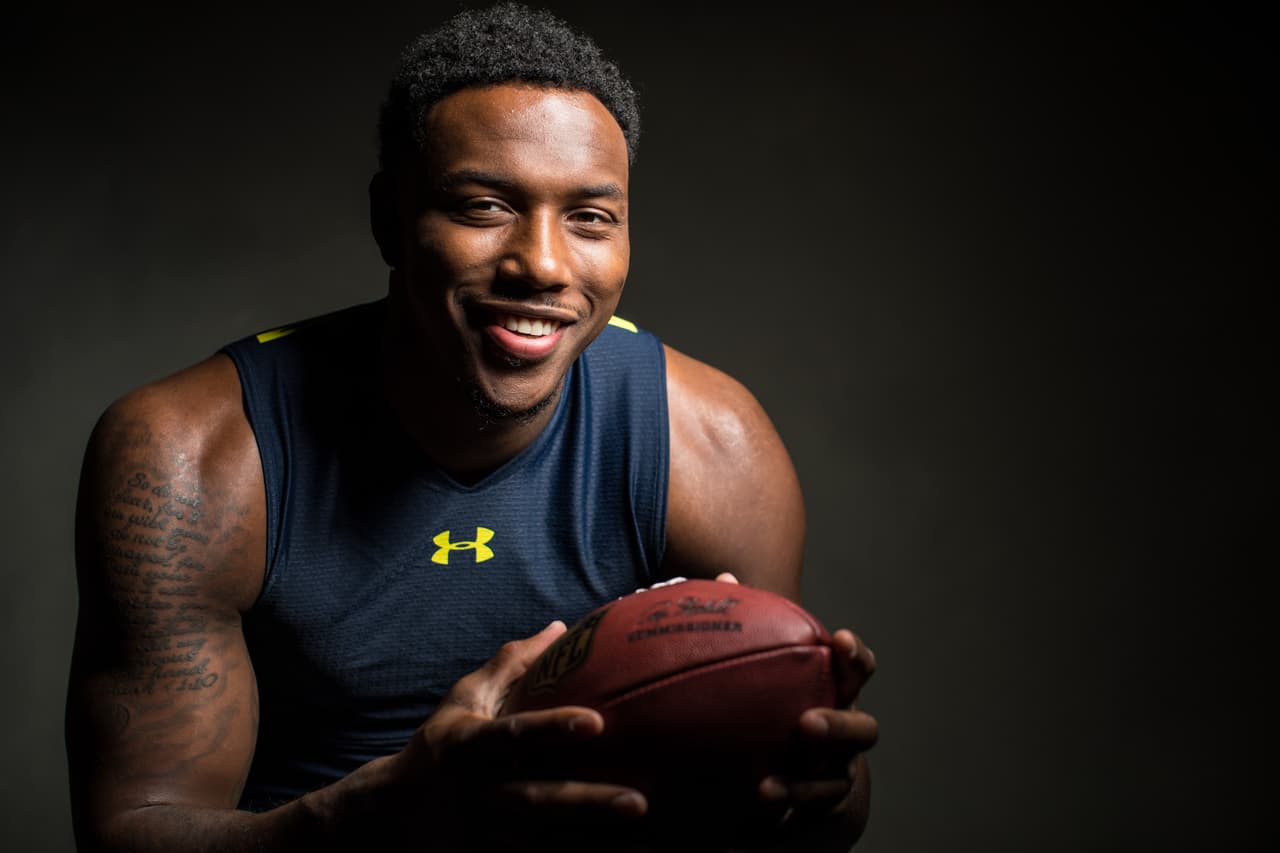 Images taken Michigan defensive end Taco Charlton during the 2017 NFL Scouting Combine on Saturday, March 4, 2017 in Indianapolis, IN. (Todd Rosenberg via AP)