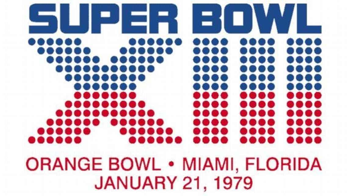 Super Bowl XIII - Si te recuerda a un video juego es claro que tienes la idea correcta de finales de los 70.
<br>Reconocible siempre, ya nos muestra la información del estadio, la ciudad sede y la fecha del encuentro.
<br>Datos que ya no faltarán más en los logos.