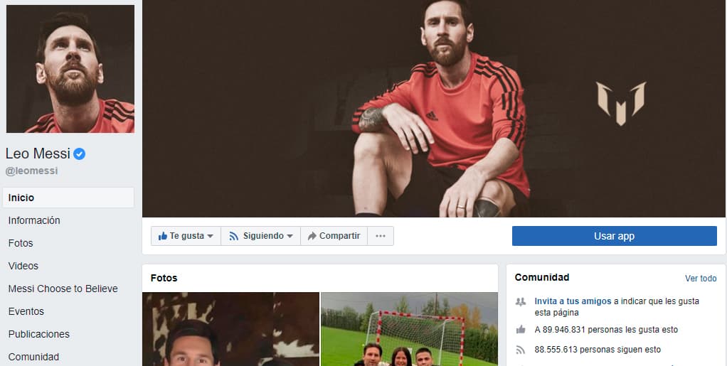 En total Lionel Messi suma más de 89 millones de seguidores en Facebook, una cifra más amplia que la de Bale, James y Neymar.