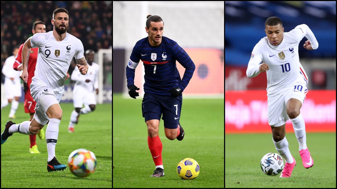Francia | Impresionante ataque: Antoine Griezmann (Barcelona), Olivier Giroud (Chelsea) y Kylian Mbappé (PSG).