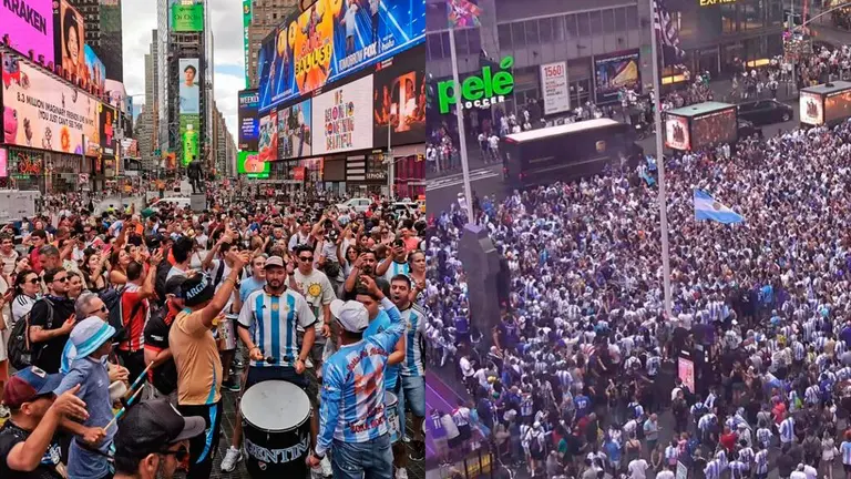 Argentine fans storm Times Square in New York before the match against Chile |  TUDN Argentine national team